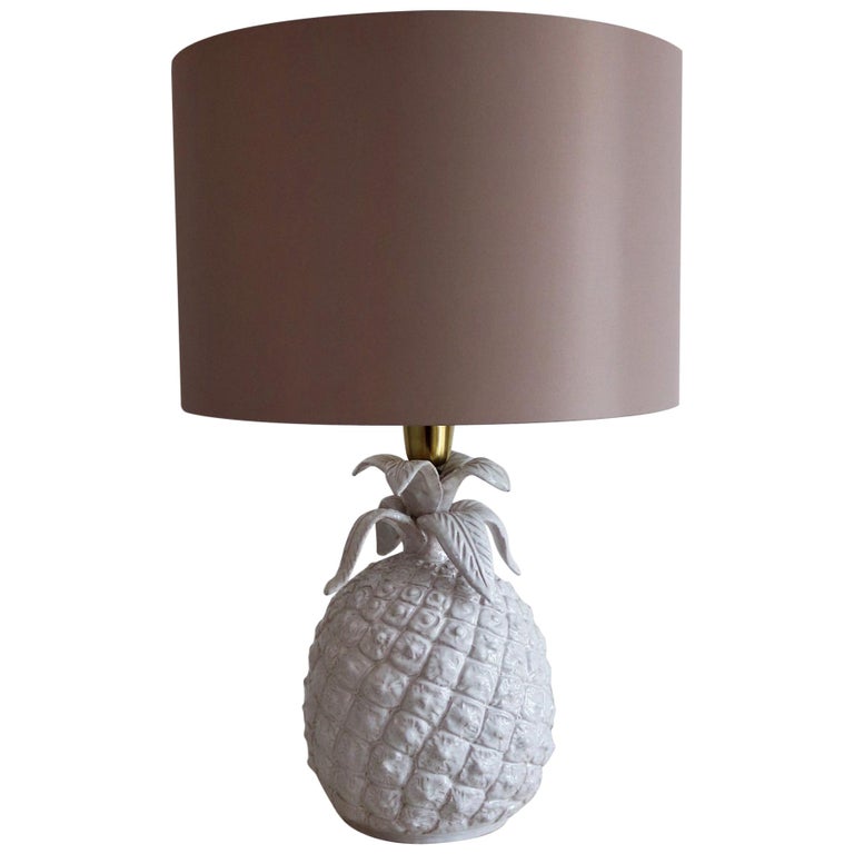 Italian Mid Century Brass And Ceramic Pineapple Table Lamp 1960s