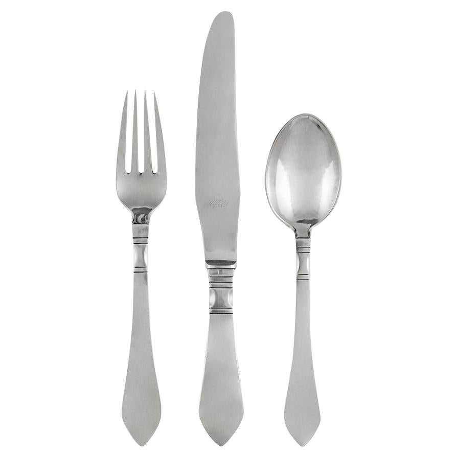 Large Georg Jensen Continental Sterling Silverware Service For Sale