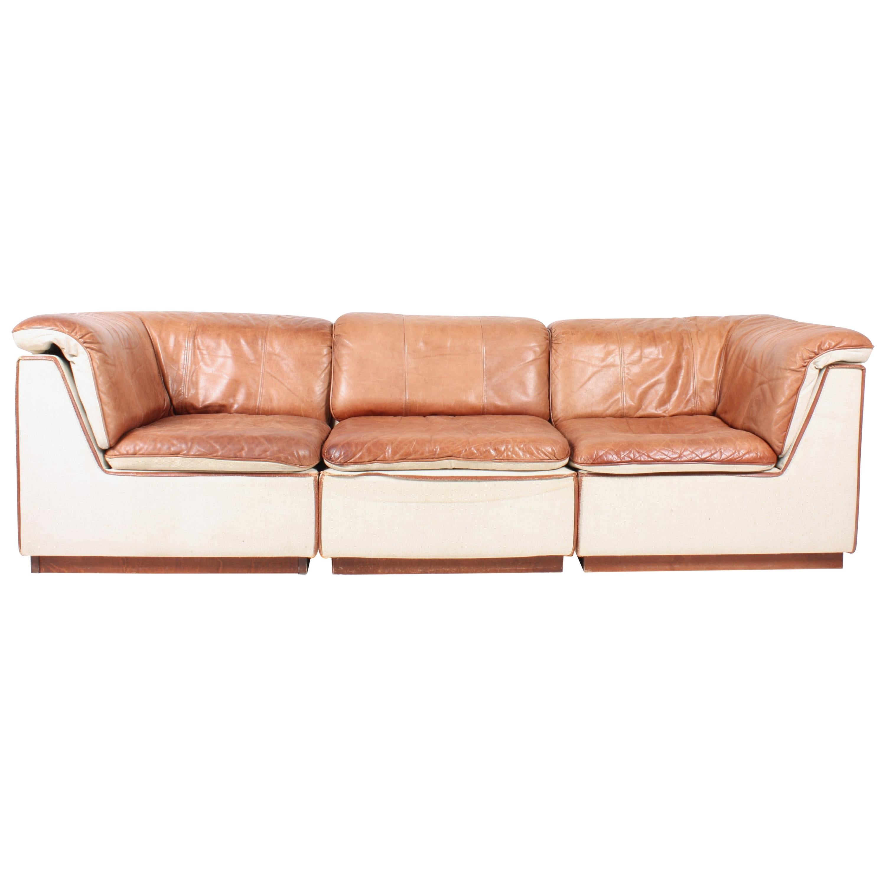 Modular Sofa in Patinated Leather