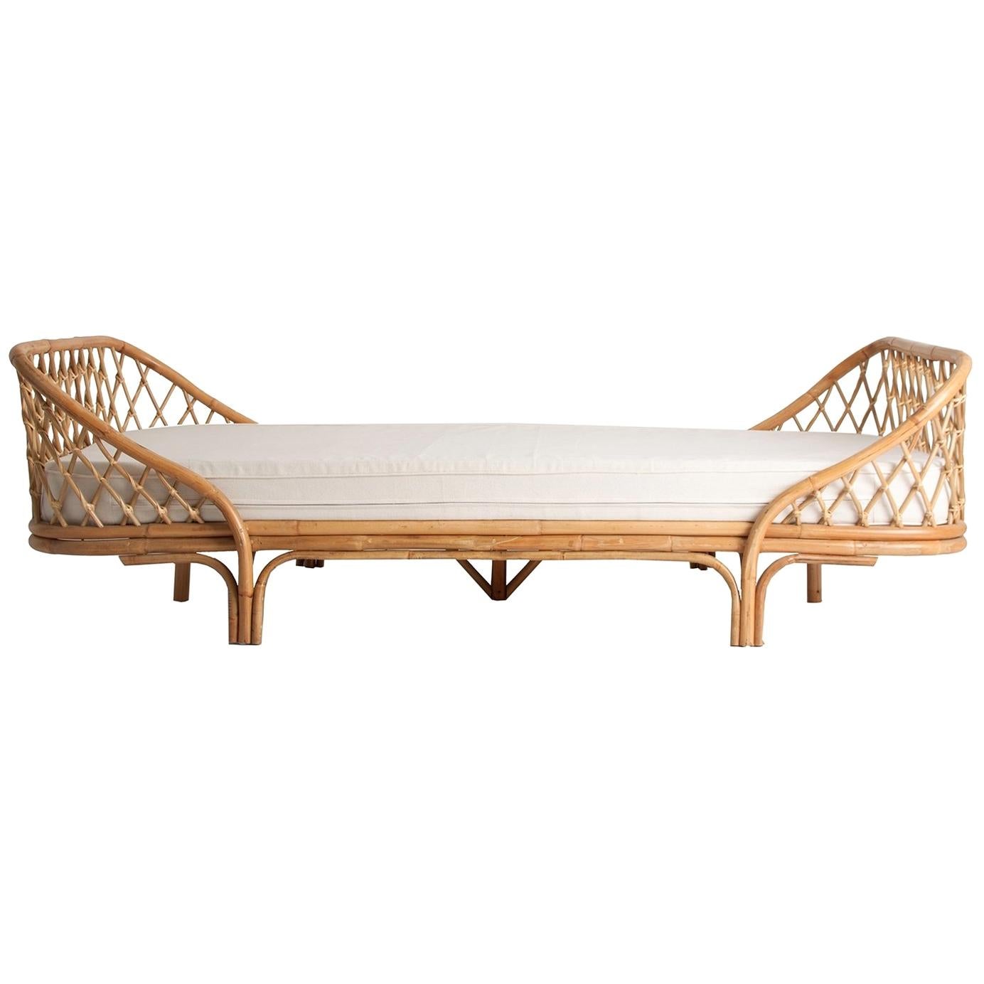 French 1960s Style Rattan Daybed