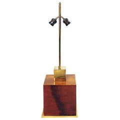 Aldo Tura Lacquered Wood and Brass Table Lamp