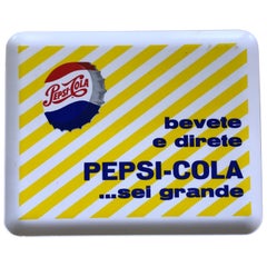 1960s Retro Italian Plastic Pepsi-Cola Rectangular Advertising Bar Tray