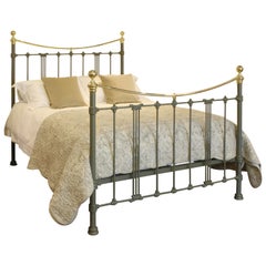 Brass and Iron Antique Bed in Green Smoke, MK167