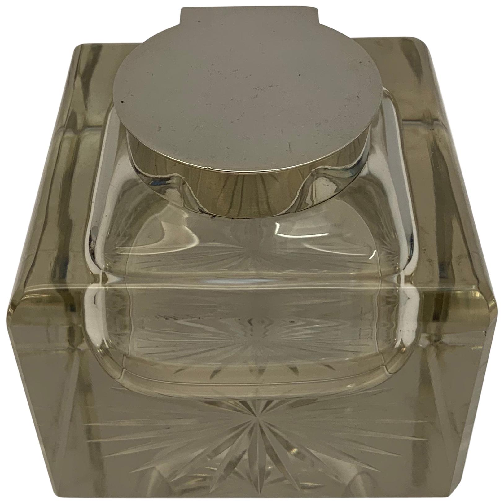 Silver and Glass Inkwell im Angebot