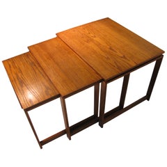 Mid Century Danish Modern Oak Set of Three Nesting Tables