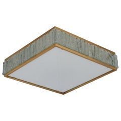 Fine Square Brass and Glass "Queen's Necklace" Ceiling Light by Jean Perzel