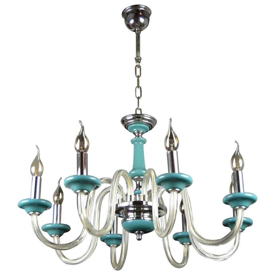 Late 20th Century Murano Glass Italian "Queen Turquoise" Chandelier ...