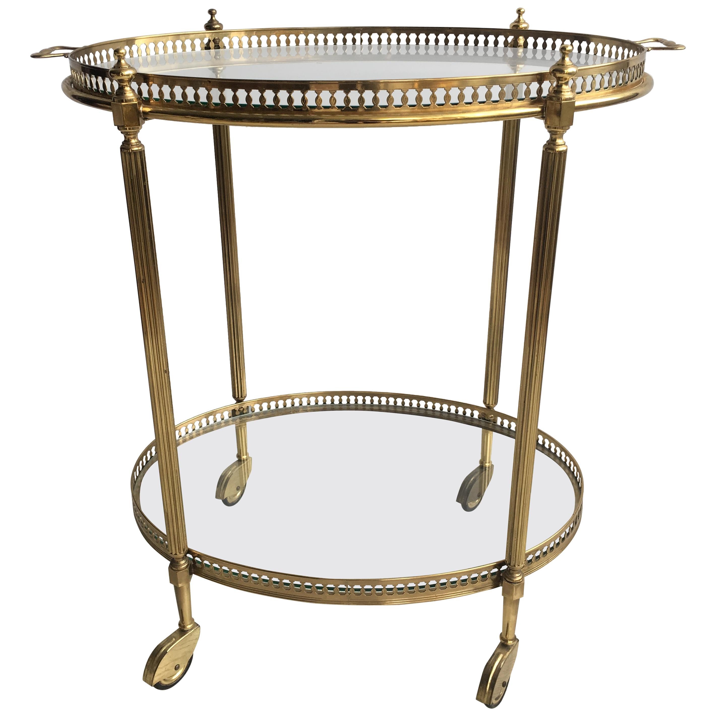 Vintage Italian Brass Oval Drinks Trolley or Bar Cart