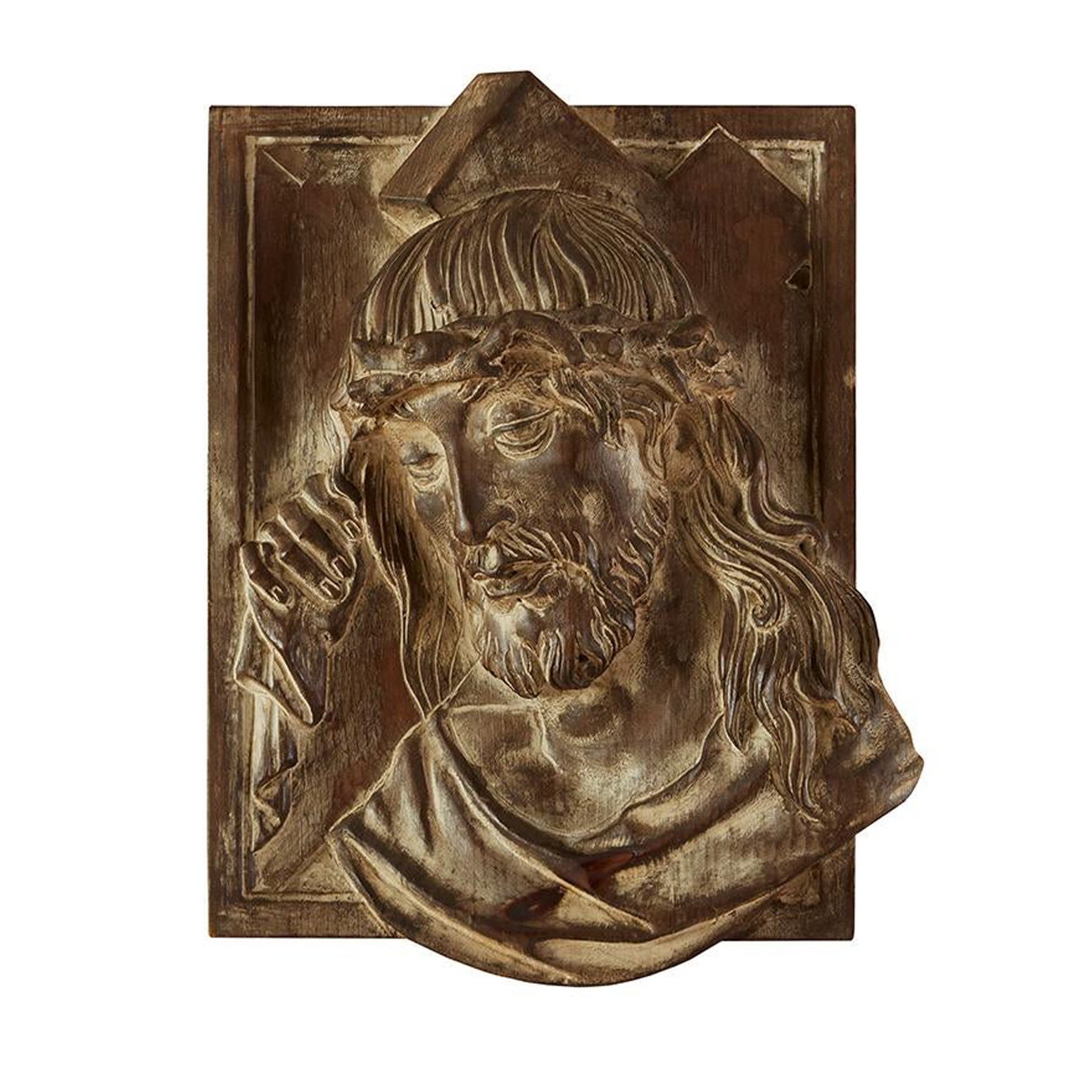 Rostro de Jesucristo Escultura religiosa italiana en bajorrelieve 1970 circa