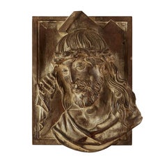 Vintage Jesus Christ Face Italian Bas-relief Religious Sculpture 1970 circa