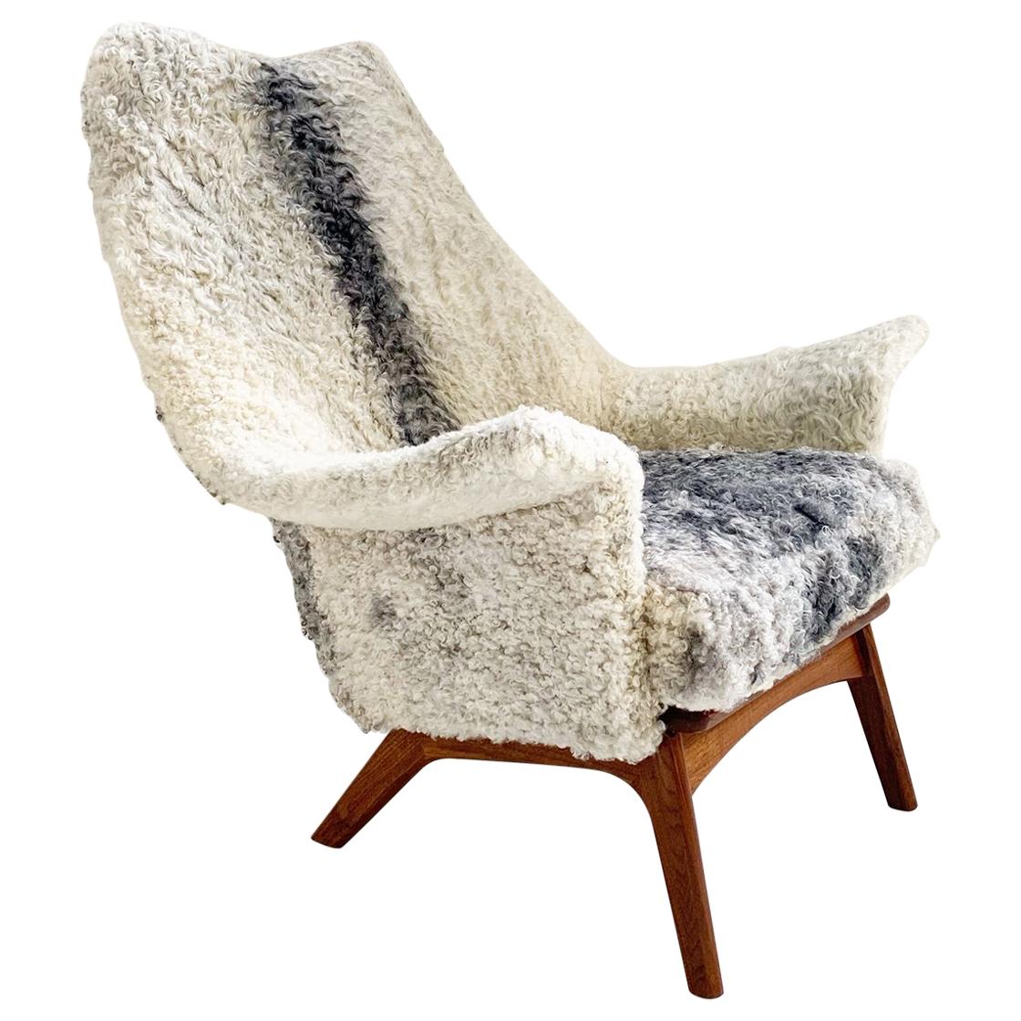 Adrian Pearsall for Craft Associates 1611 C Chair Restored in Gotland Sheepskin