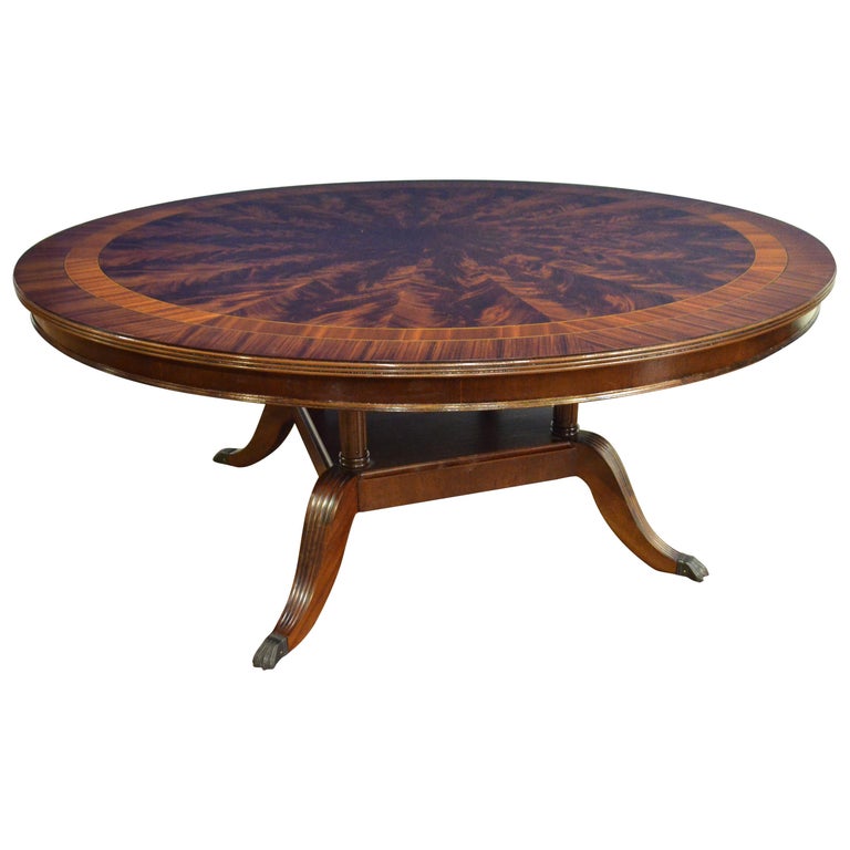 Large Round 6 Ft Mahogany Regency, Antique Round Dining Table For 6
