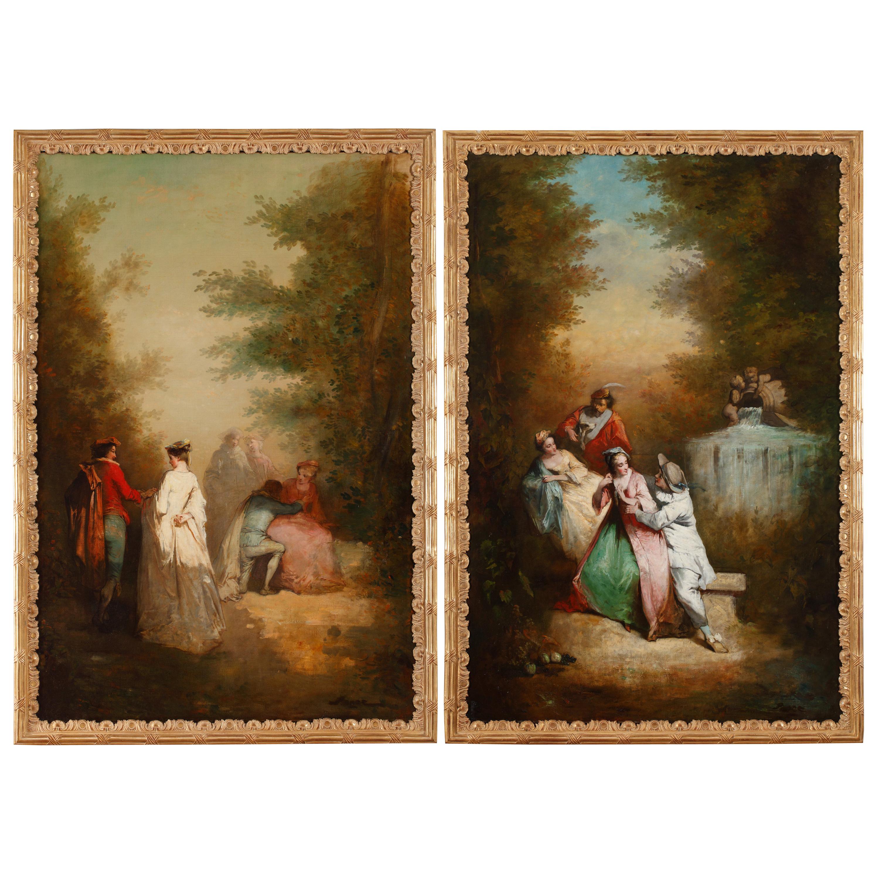 Paintings "Courtly Love" and "Inconstant Love", French School, Late 19th Century For Sale