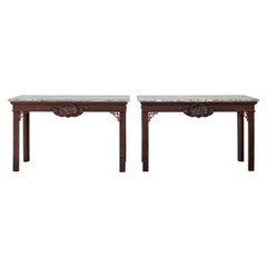 Antique Pair of Late George II Marble Topped Mahogany Side Tables