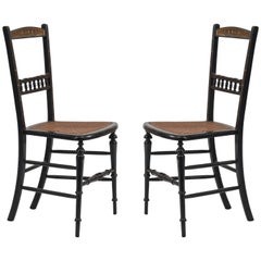 Antique Pair of English Victorian Lacquered Side Chairs