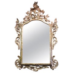 20th Century Italian Louis XV Style Silvered Wood Antique Wall Mirror