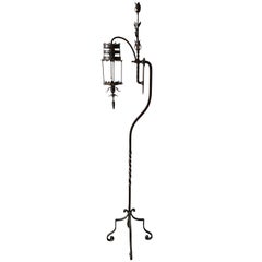 Vintage Wrought Iron Gothic Style Floor Lamp or Candlestick