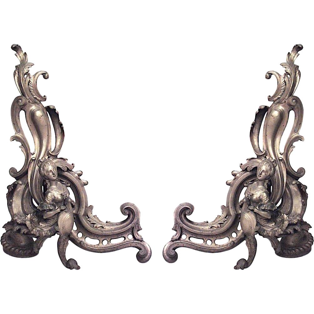 Pair of Louis XV Female Bust Andirons For Sale