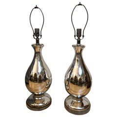 Pair of Vintage Mercury Glass Lamps with Lucite Base, Cindy Ciskowski