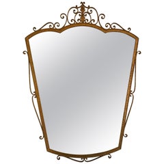 Miroir en fer forgé à la feuille d'or de Pier Luigi Colli, Italie, années 1950