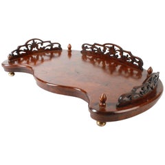 Victorian Rosewood Dressing Table Tray with Pierced Gallery, circa 1840