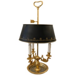 Vintage Ornately Decorated Beautiful Brass Bouilette Table Lamp with Birds