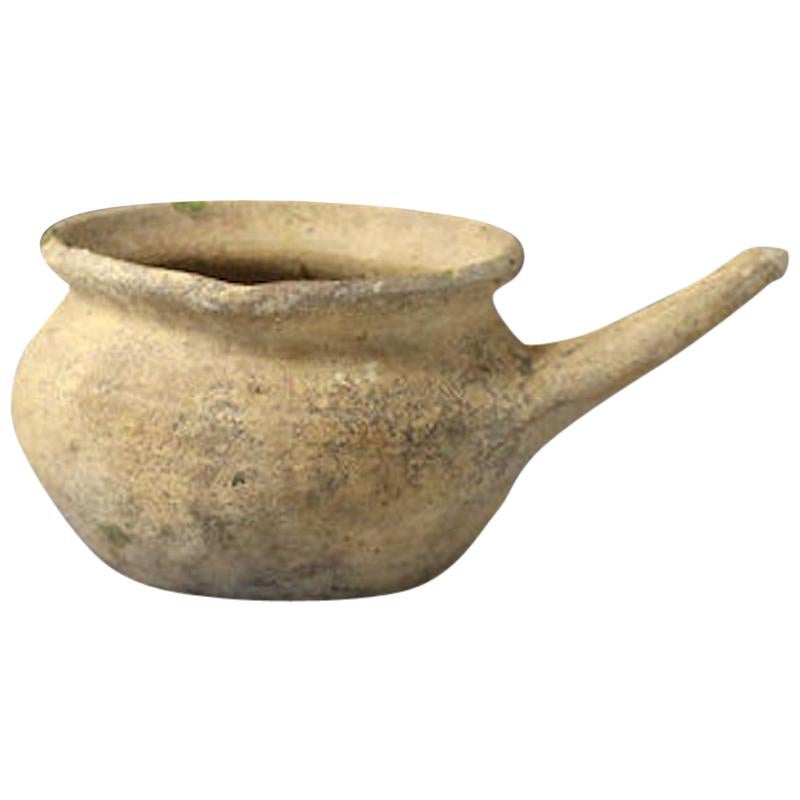 English Post Medieval Cooking Pot with Handle Probably Borderware, 16th Century For Sale