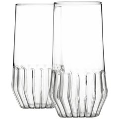 EU Clients Pair of Czech Contemporary Mixed Large Water Beer Glasses, in Stock