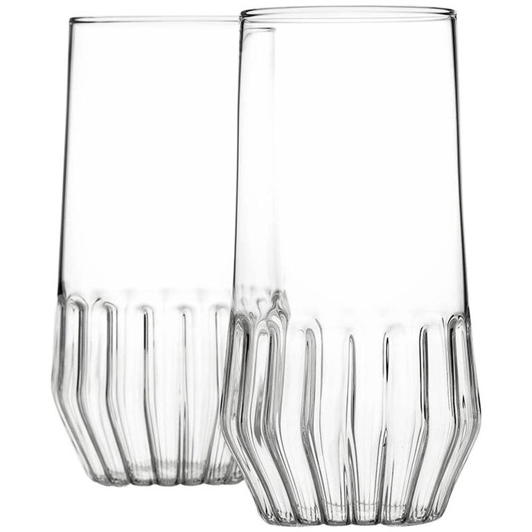 EU Clients Pair of Czech Contemporary Mixed Large Water Beer Glasses, in  Stock For Sale at 1stDibs