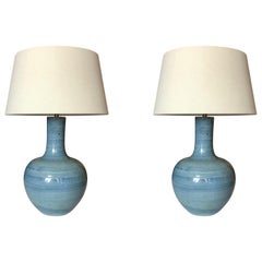 Turquoise Pair of Lamps, China, Contemporary