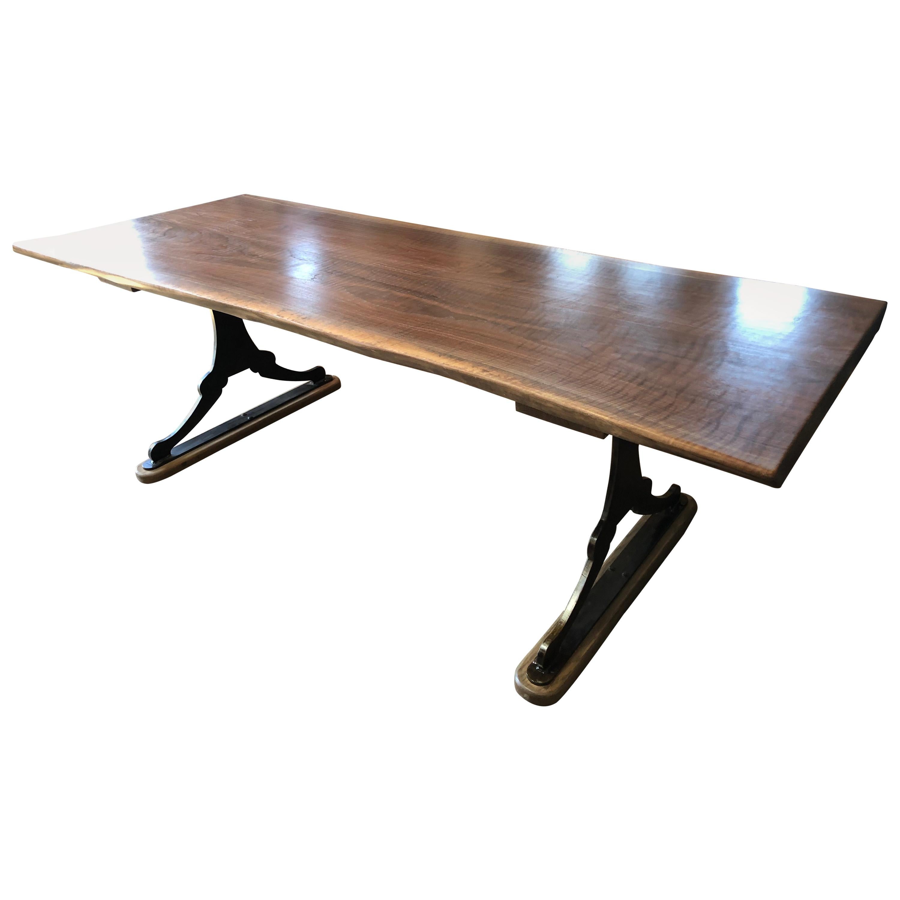 Modern Walnut Trestle Table