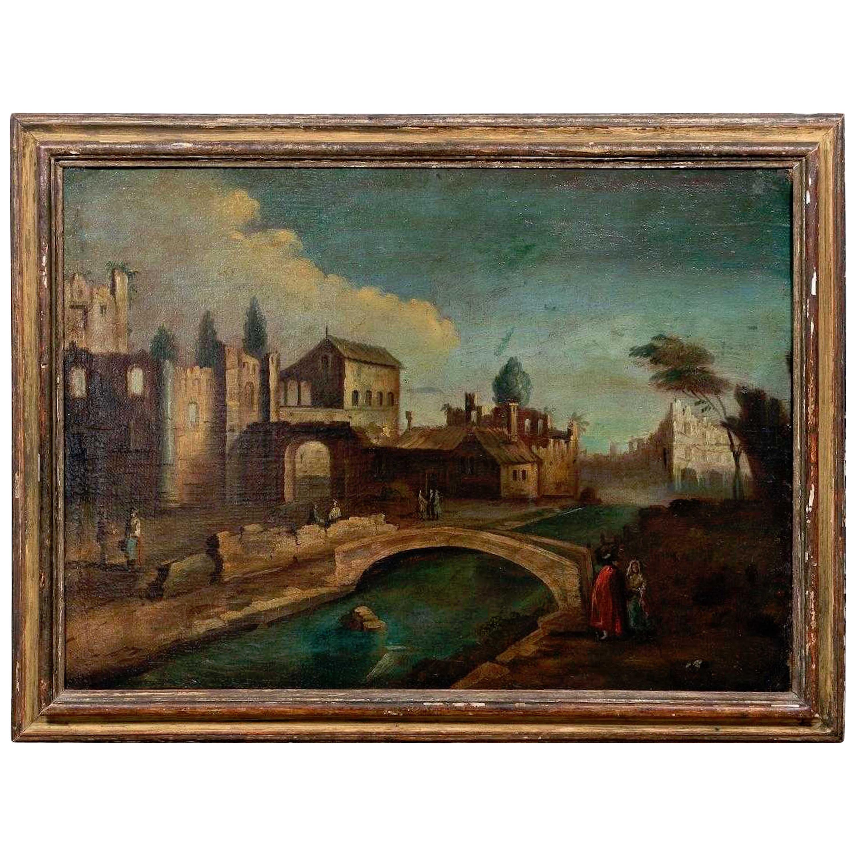 18th Century Italian School Old Master Landscape, City View