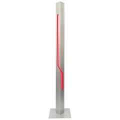 Rare Red Neon and Aluminum Floor Lamp by Rudi Stern and Don Chelsea for Kovacs