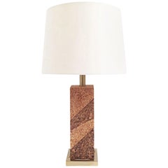 Cork and Brass Table Lamp in the Manner of Paul Evans