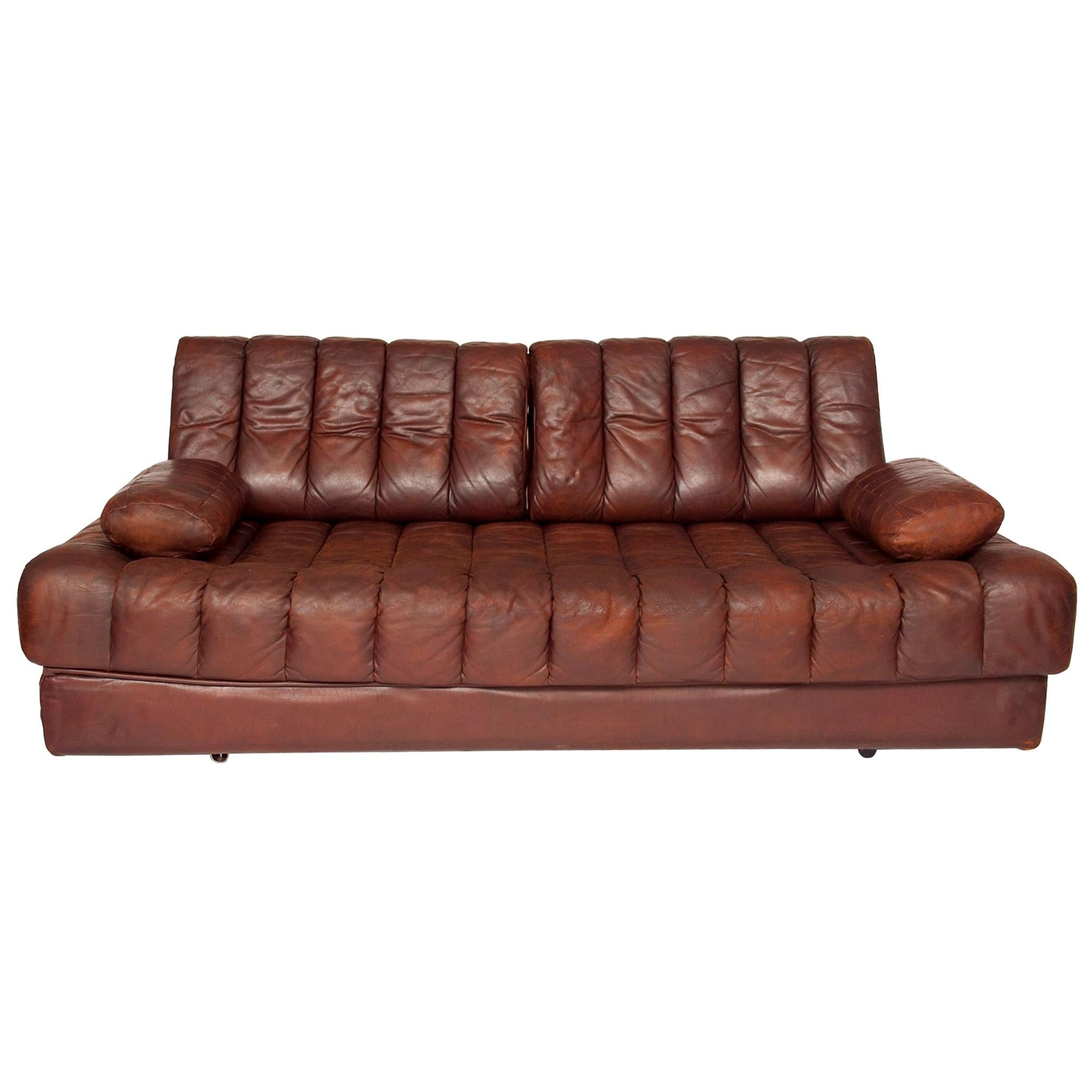 Brown Leather De Sede DS85 Sofa Bed or Daybed