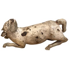 Ancienne chèvre chinoise en bois sculpté d'art populaire