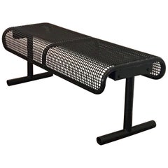 Pair of Metal Mesh and Tubular Steel Benches