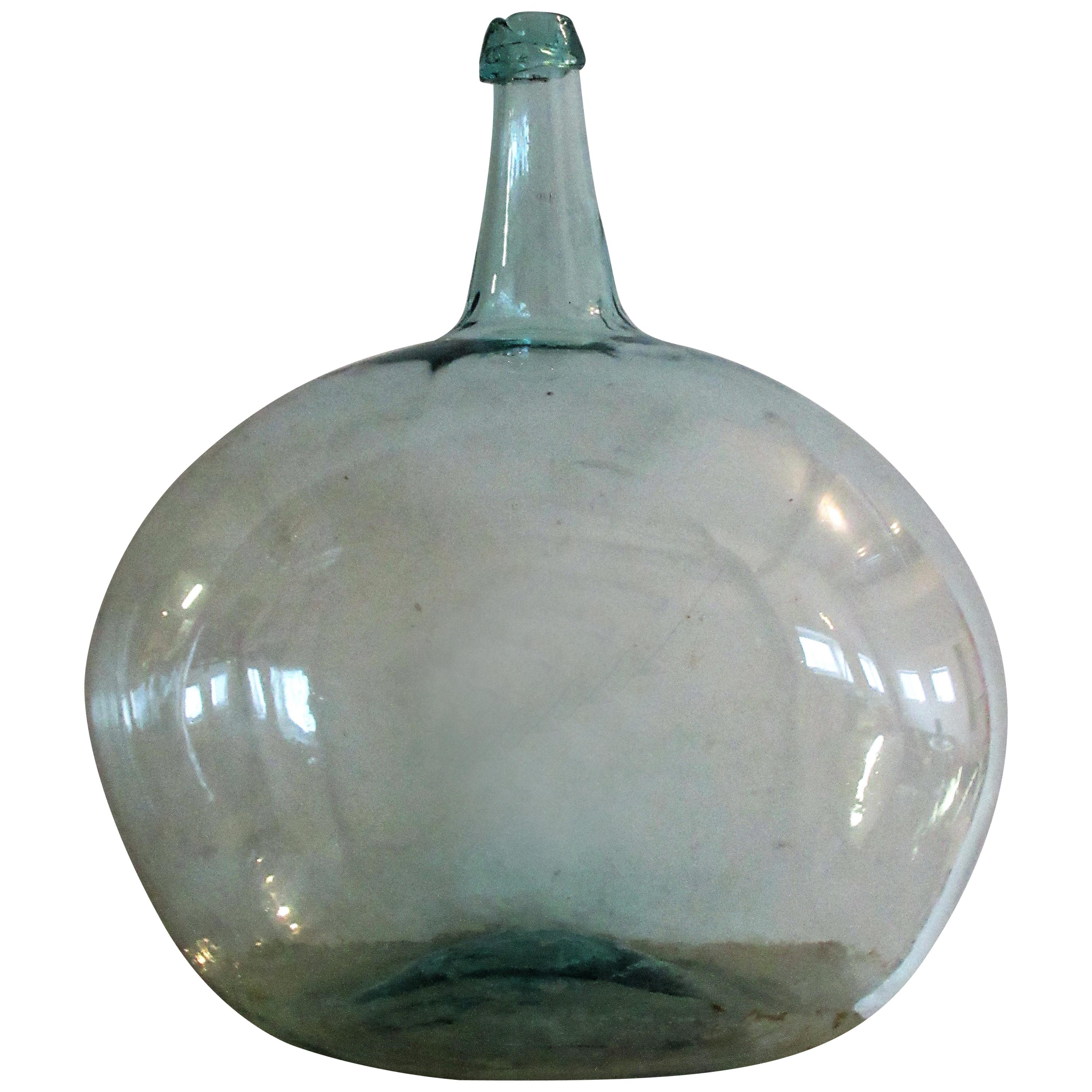 Early Antique American Aqua Blown Glass Demijohn Bottle