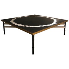 Couronne Coffee Table, Square Black, Coquille D'Oeuf Cracked Eggshell Pattern