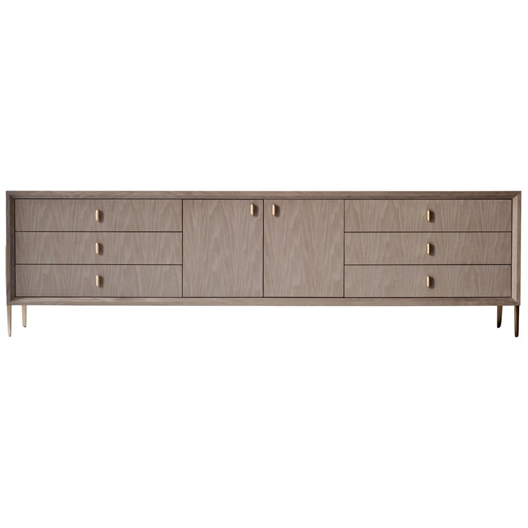 Serge Dresser By Demuro Das In Matte Light Grey Oak With Hand Cast Serge Dresser By Demuro Das In Matte Light Grey Oak With Hand Cast Bronze Legs