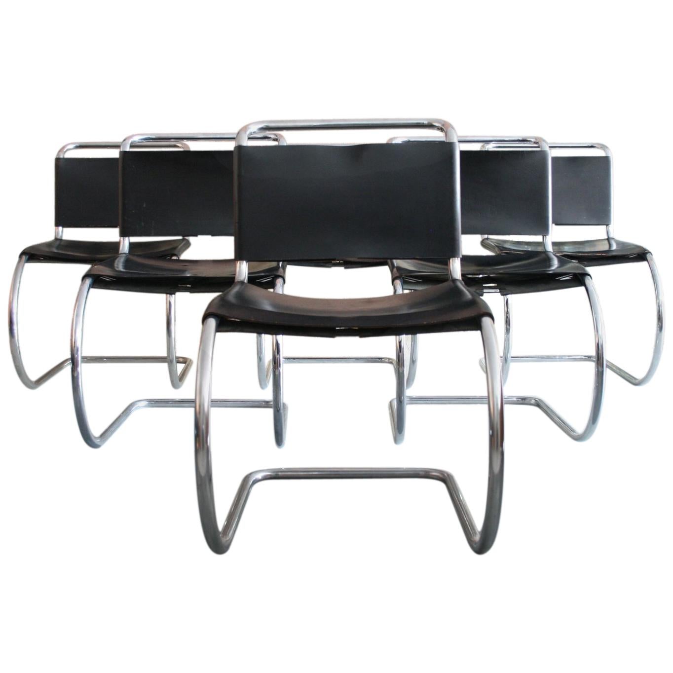 Set of Six Mies Van Der Rohe for Knoll MR10 Dining Chairs