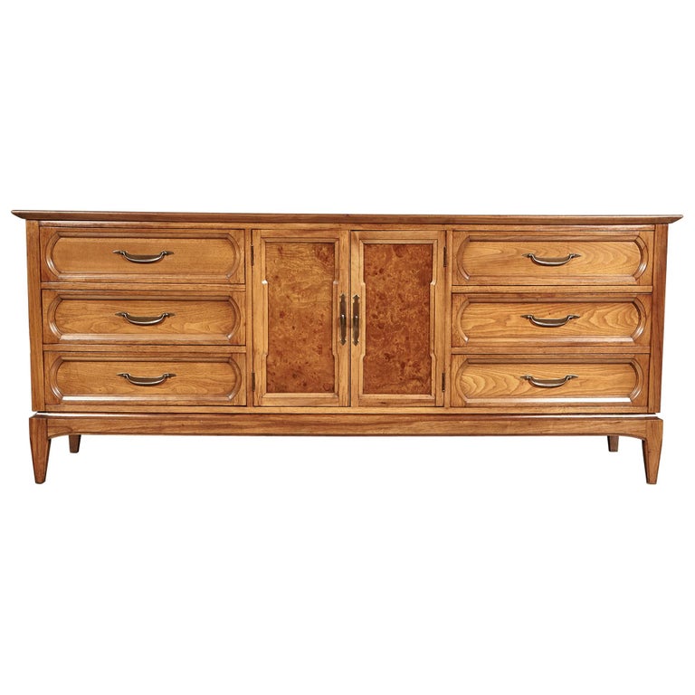 1960s Burl Wood 9 Drawer Dresser For Sale At 1stdibs