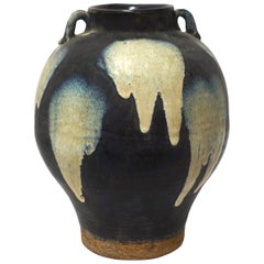 Brown, Blue, White Design Vase, China, 1940s