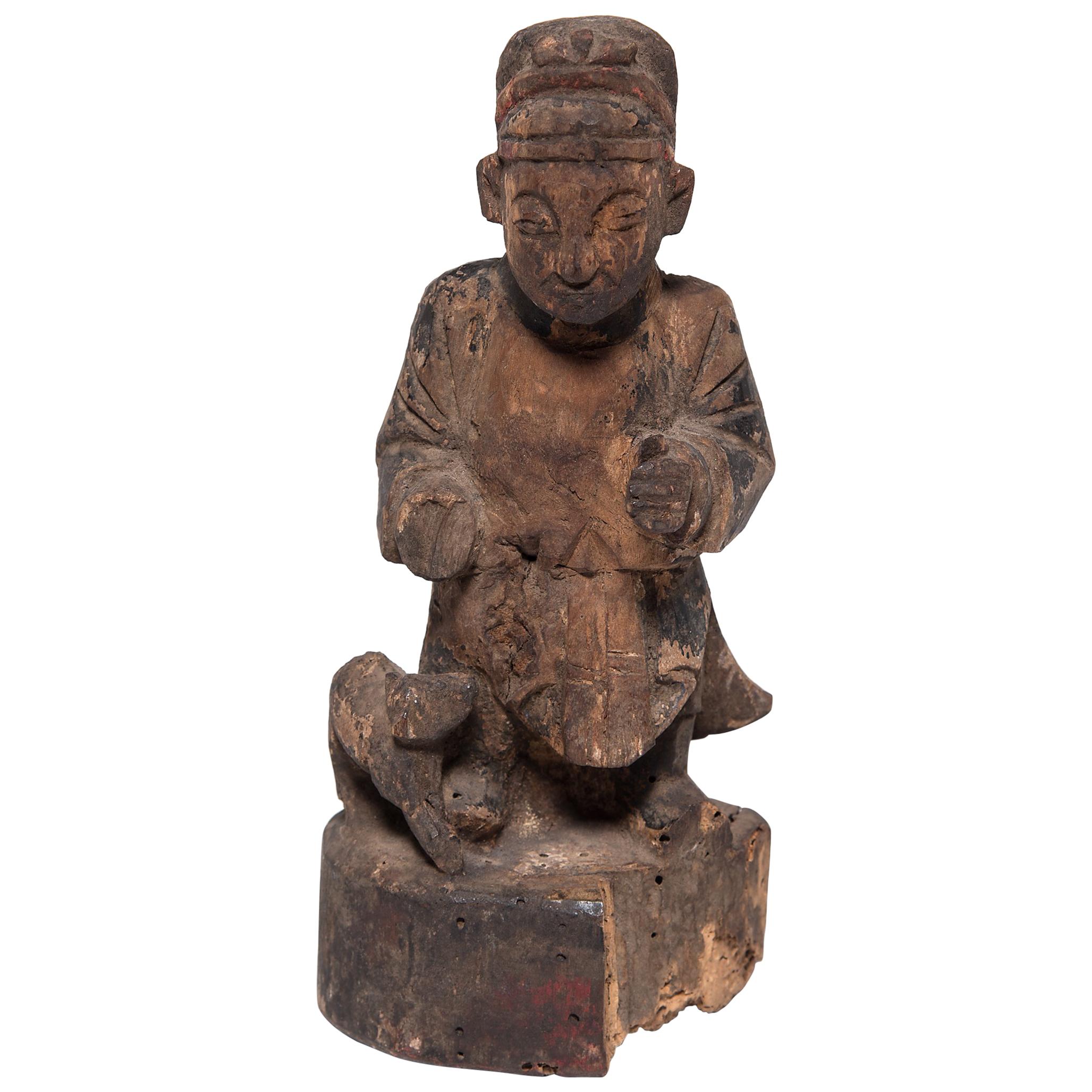 Chinese Carved Ancestor Figure, c. 1800 For Sale