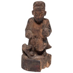 Figura china tallada de un antepasado, c. 1800