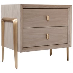 Serge Bedside Table by DeMuro Das with Solid Satin Bronze Legs