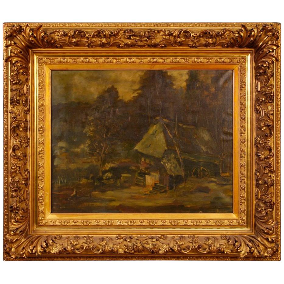 20th Century Oil on Canvas Dutch Signed Forest Landscape Painting, 1920