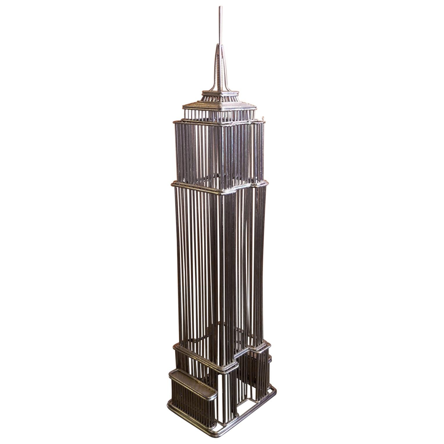 Empire State Building Wire Sculpture Model in Chrome