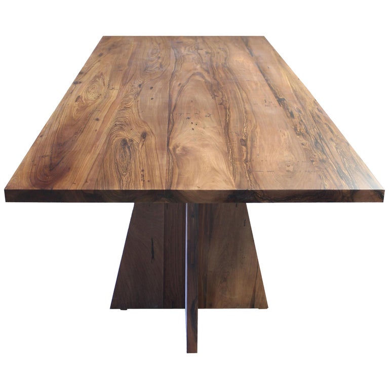 Solid Exotic Wood Twin Pedestal Modern Table by Costantini, Luca For