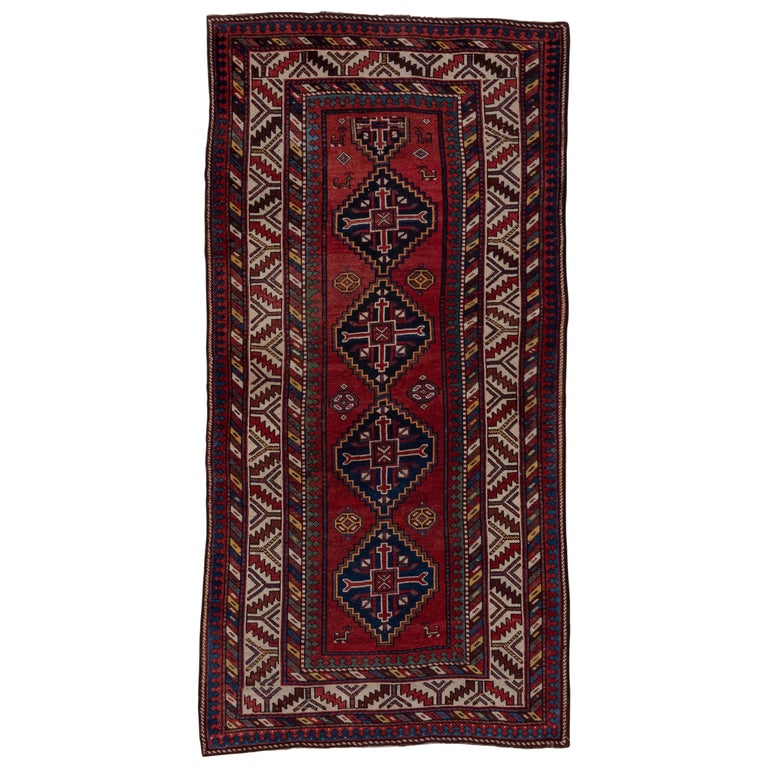 Antique Caucasian Rug, Saturated Colors For Sale at 1stDibs